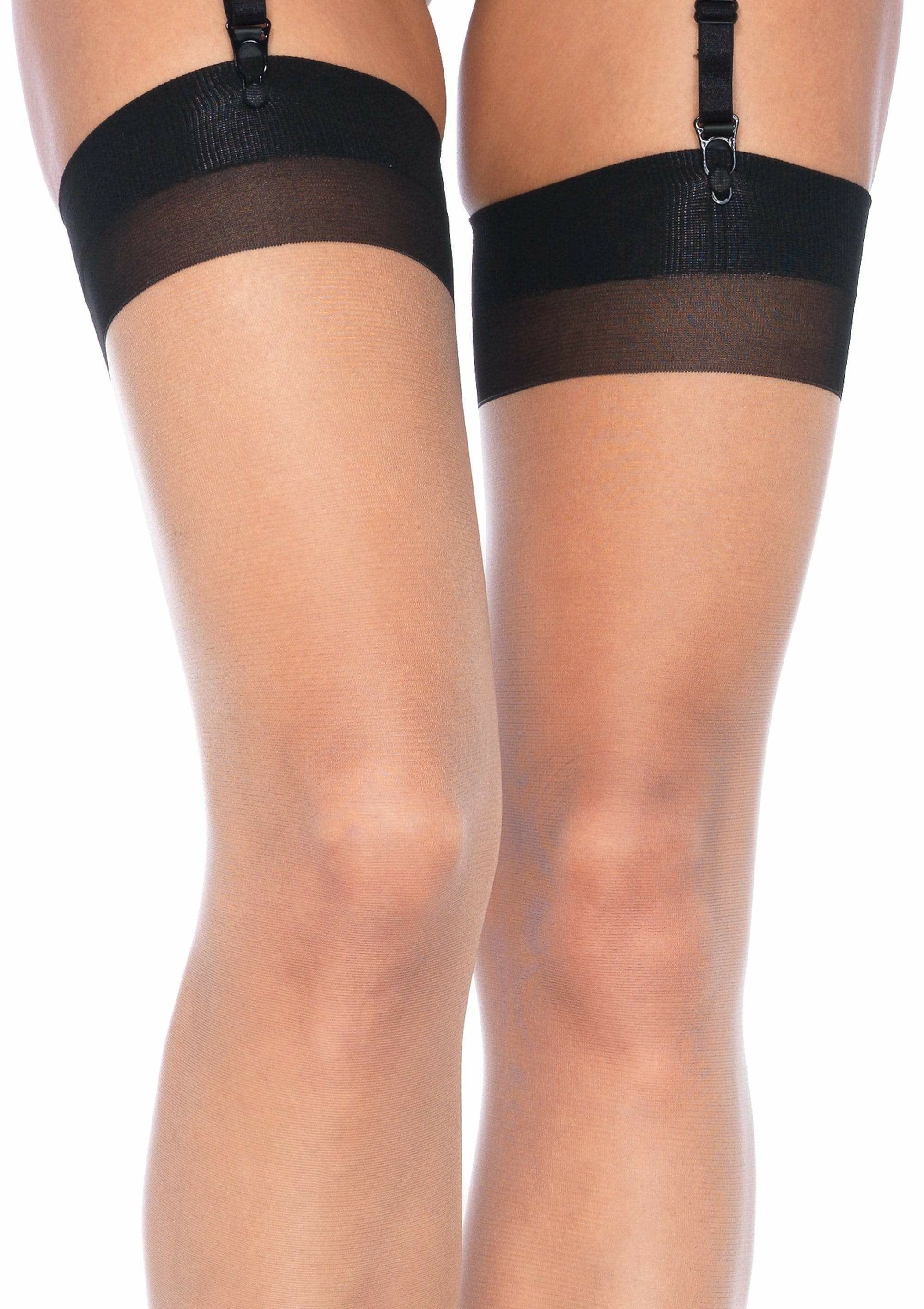 Leg Avenue - Medias Con Tacon Cubano Y Costura Trasera Nude