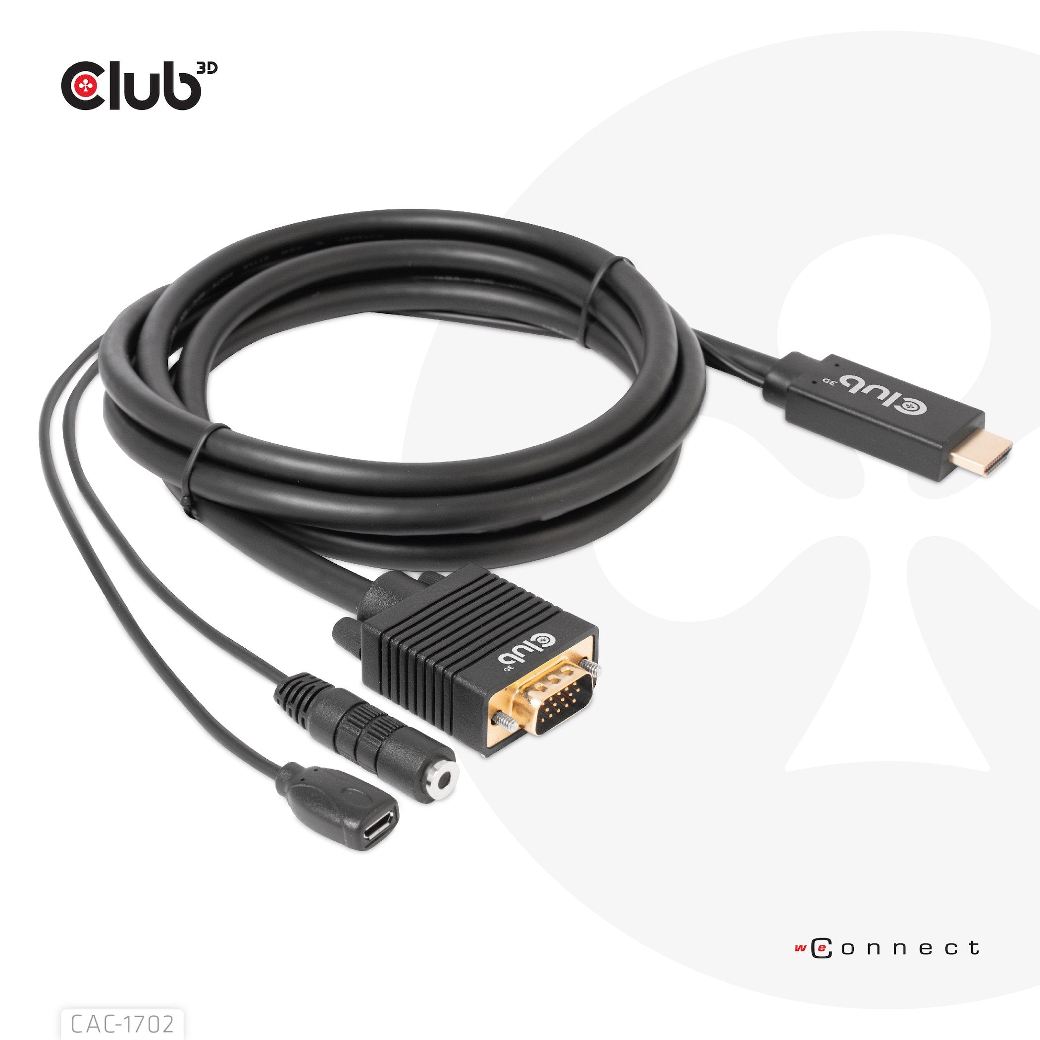 Cable Club3d Toma Hdmi+Micro Usb > Vga+3.5mm 2m Macho/Hembra Minorista