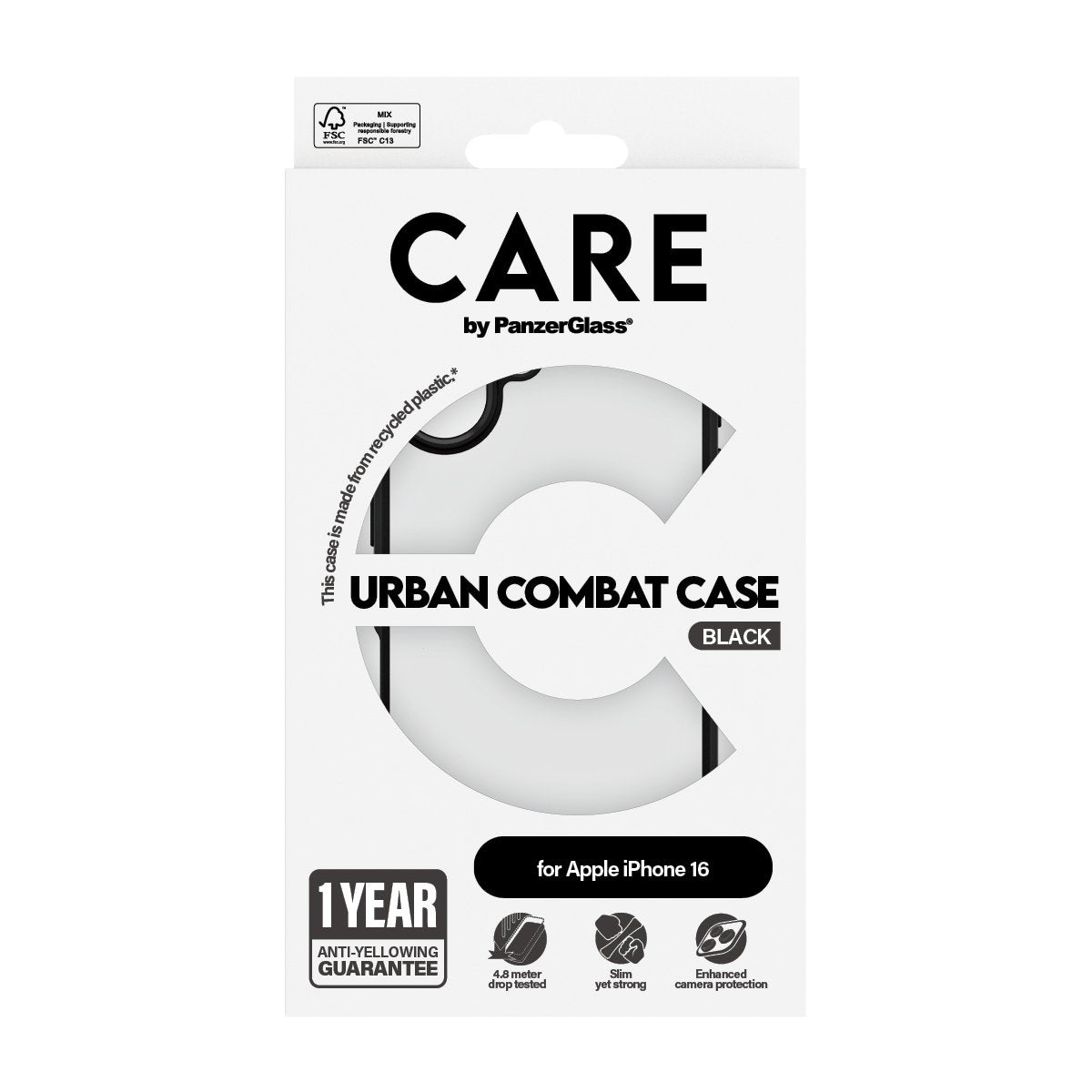 EAN 5715685004278 - PanzerGlass CARE™ by ® Urban Combat Case Transparent w. Black Frame iPhone 16 funda para teléfono móvil T imagen 3