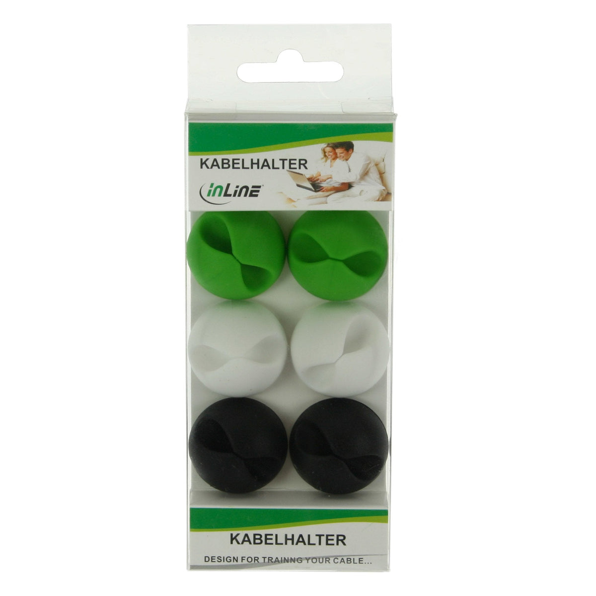 Clipper De Goma Para Cables Inline, Soporte Para Cables, Blanco, Verde, Negro, 6 Uds.