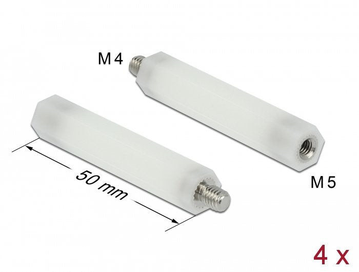 Delock 60241 Separador M5 X M4, Hexagonal, Interior / Exterior, 50 Mm Natural 4 Piezas