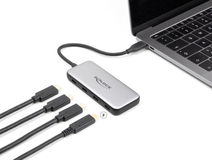Delock 64261 Concentrador Usb Type-C De Usb 10 Gbps Con 4 X Usb Type-C Hembra Y Pd De 85 Vatios