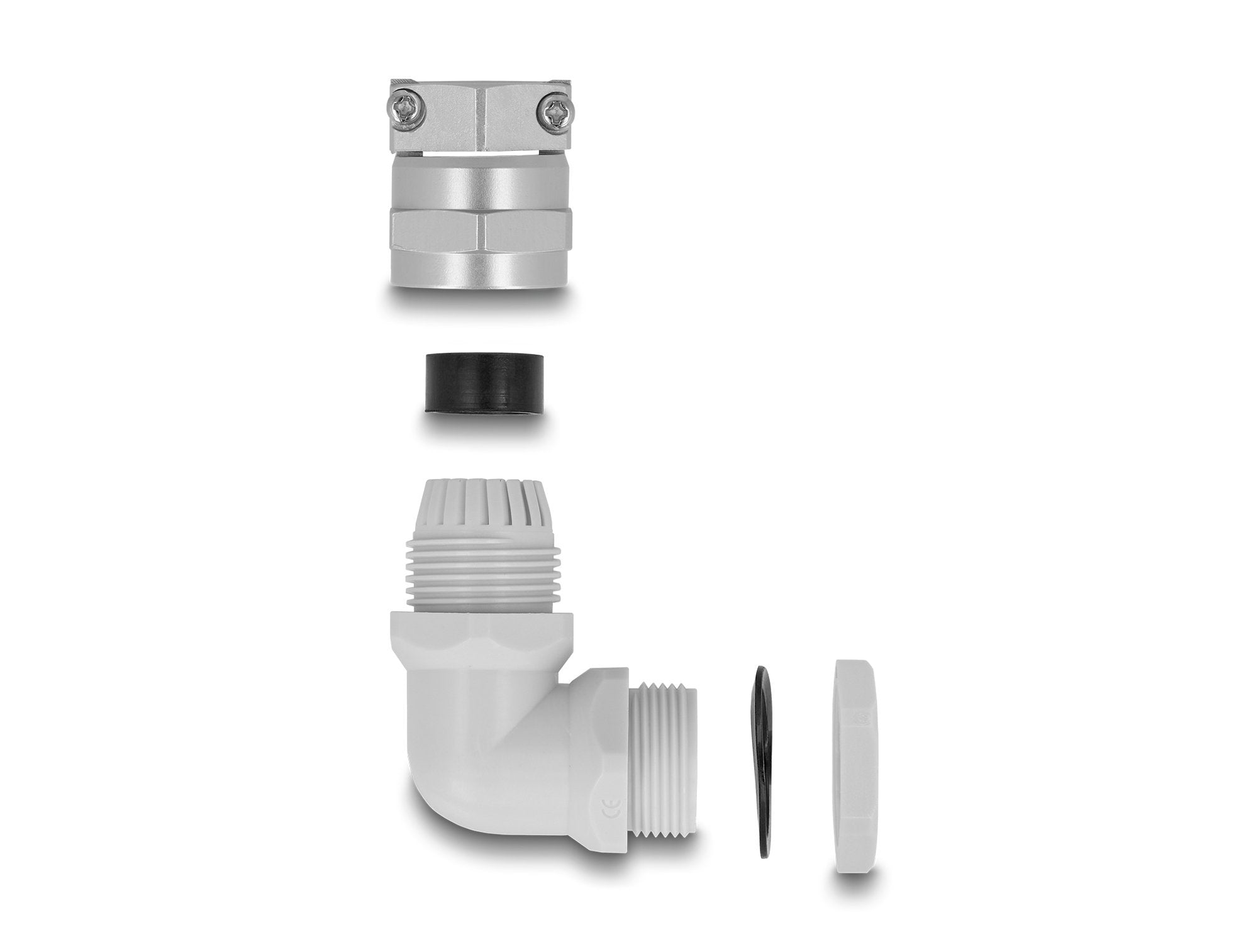 Delock 60596 Prensaestopas Con Alivio De Tensión Y Protección Contra La Flexión Ángulo De 90 ° Pg13,5 Gris