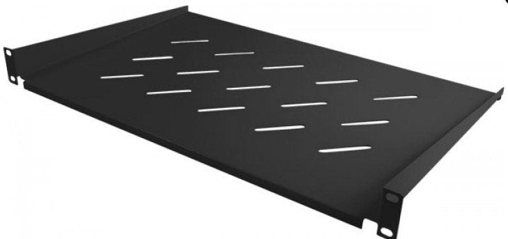 Allnet 19\"Zbh. Fachboden, T300mm/1he, Negro, Frontmontage,