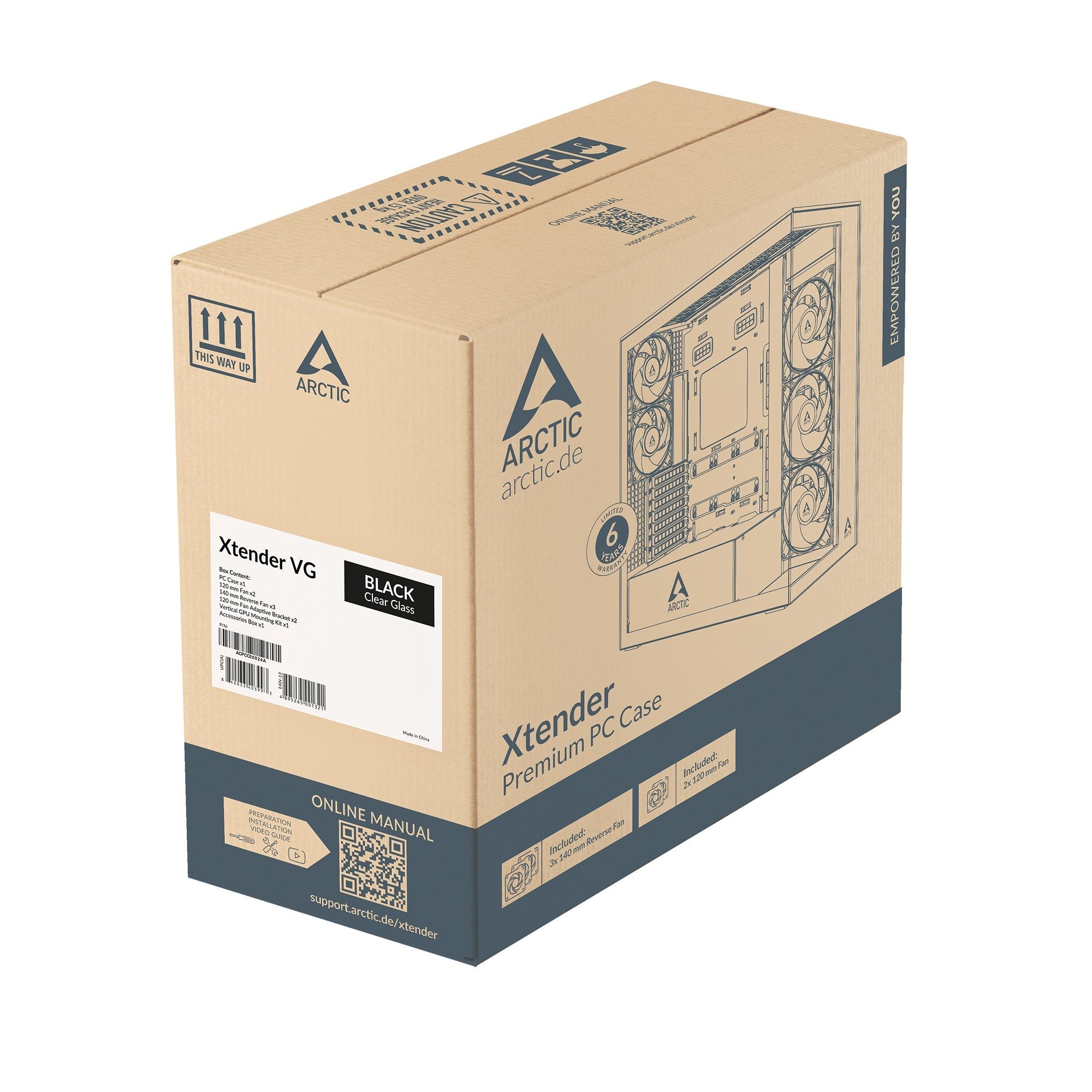 Caja Pc Arctic Xtender Vg  (Negro, Tempered Glass X 2, Klar-Glas) Acpcc00024a