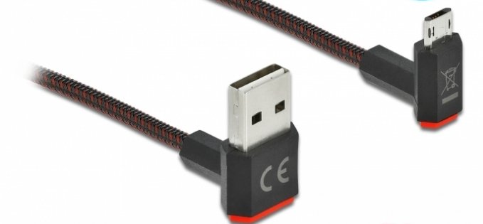 Delock Easy-Usb 2.0 Cable Typ-A Stecker Zu Easy-Usb Typ Micro-B Stecker Gewinkelt Oben   Unten 0,5 M Schwarz
