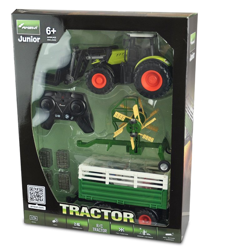 Amewi Rc Traktor Con Xl-Zubehörpaket Liion 500mah Verde 6+