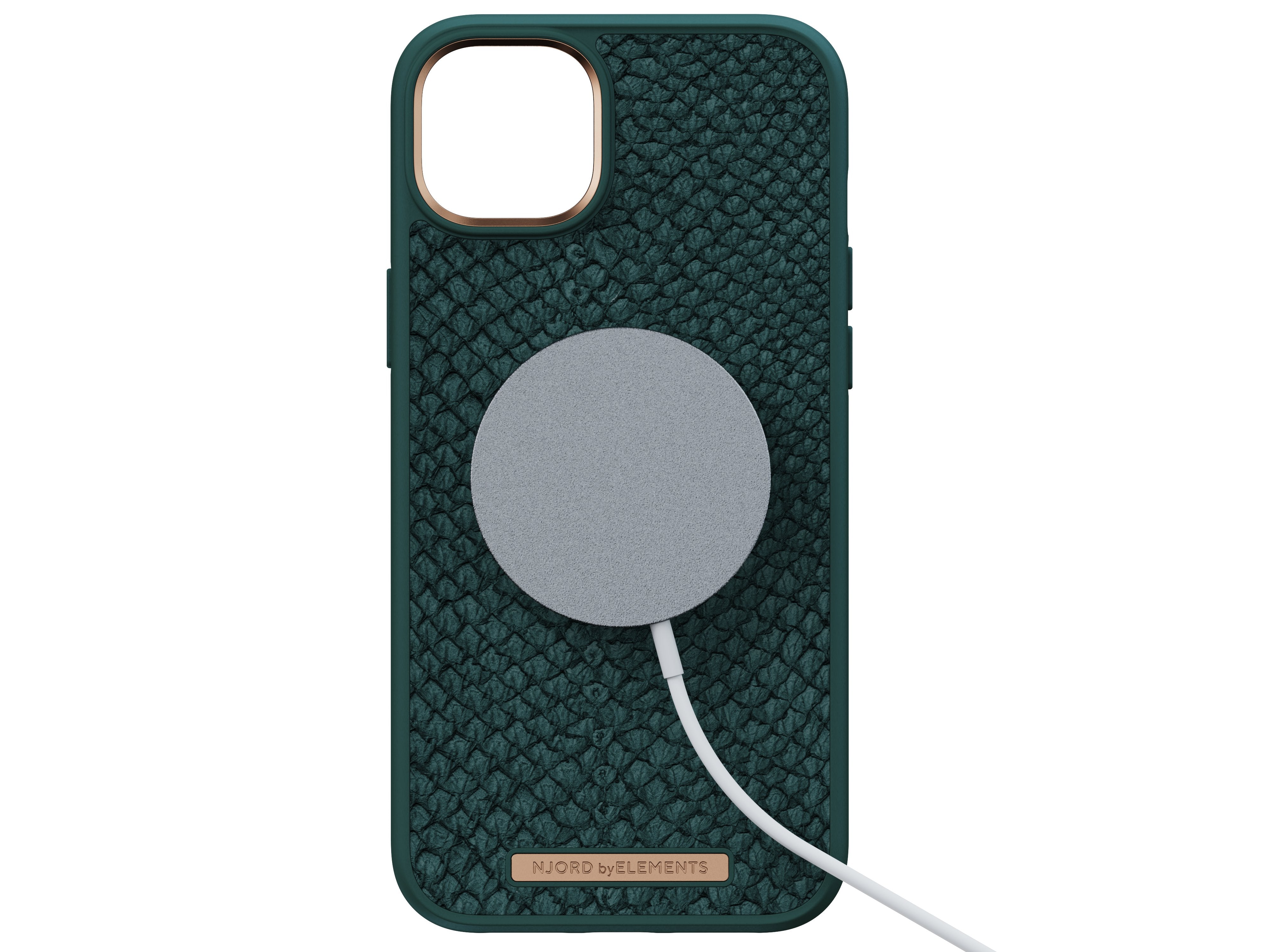Funda Magsafe Iphone 12/13/14 Plus Piel De Salmon Verde Oscuro Njord