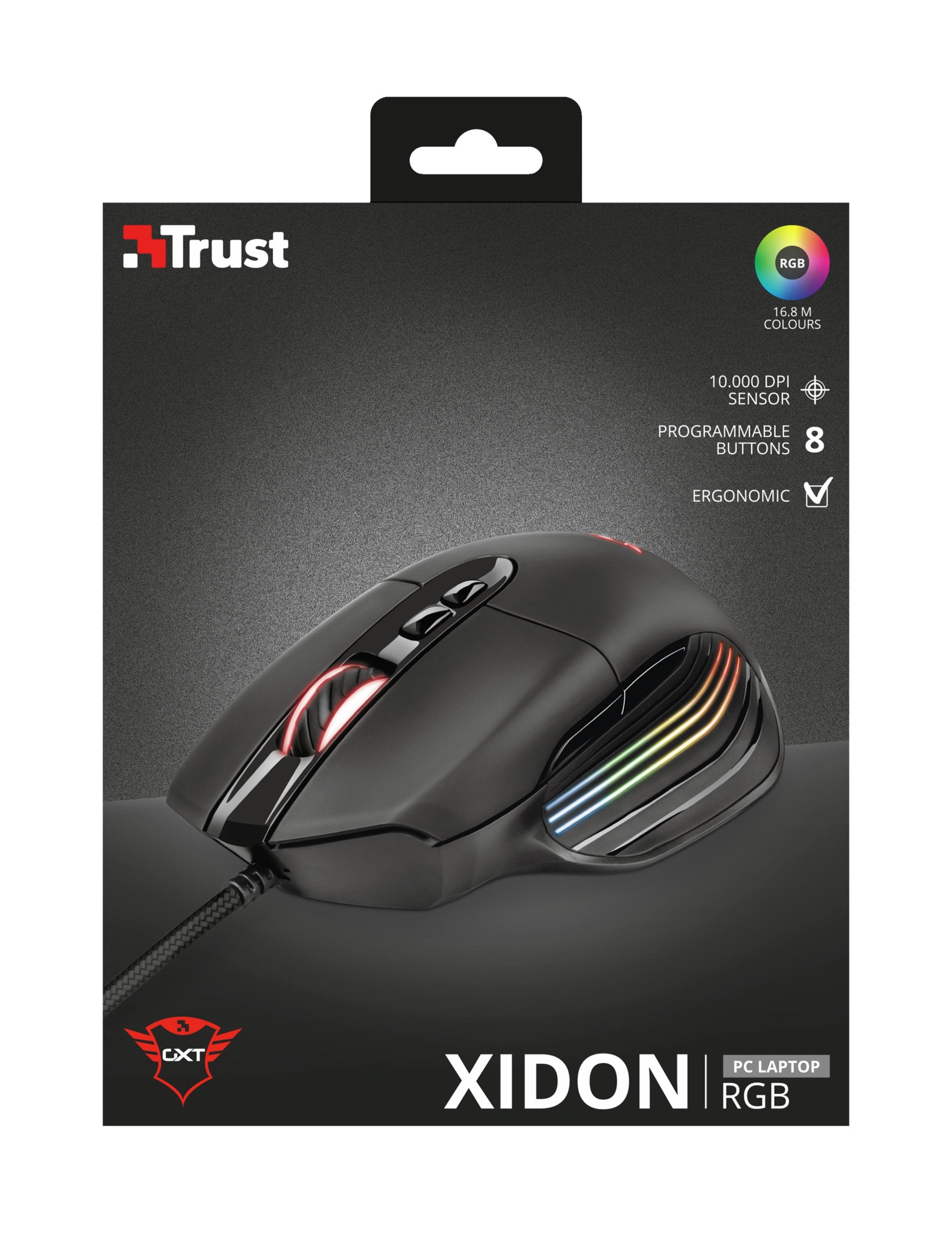 Trust Raton Gaming Gxt 940 Xidon Rgb Hasta 10000dpi/ Iluminacion Led/ 8 Botones Programables