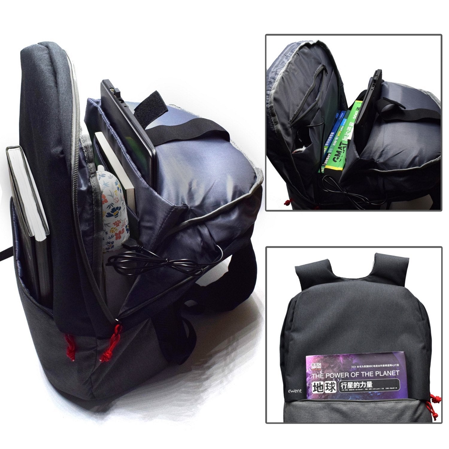 Ewent Notebook Backpack- 17.3 Inch Black, With Usb Charging Port Ewent Ew2529, Mochila, 43,9 Cm (17.3"), 790 G, Negro