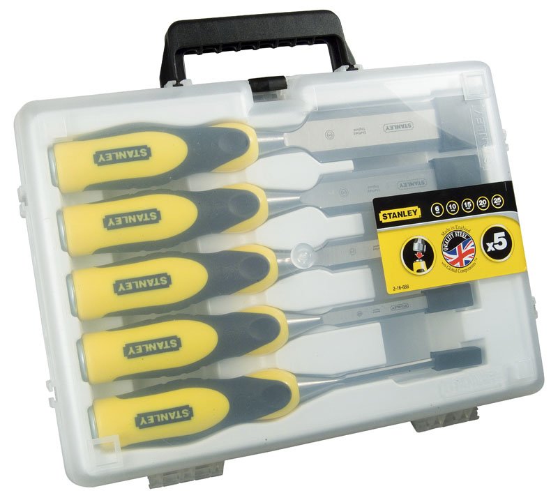 Juego De Cinceles Stanley Dynagrip, 5 Piezas (Amarillo Negro)