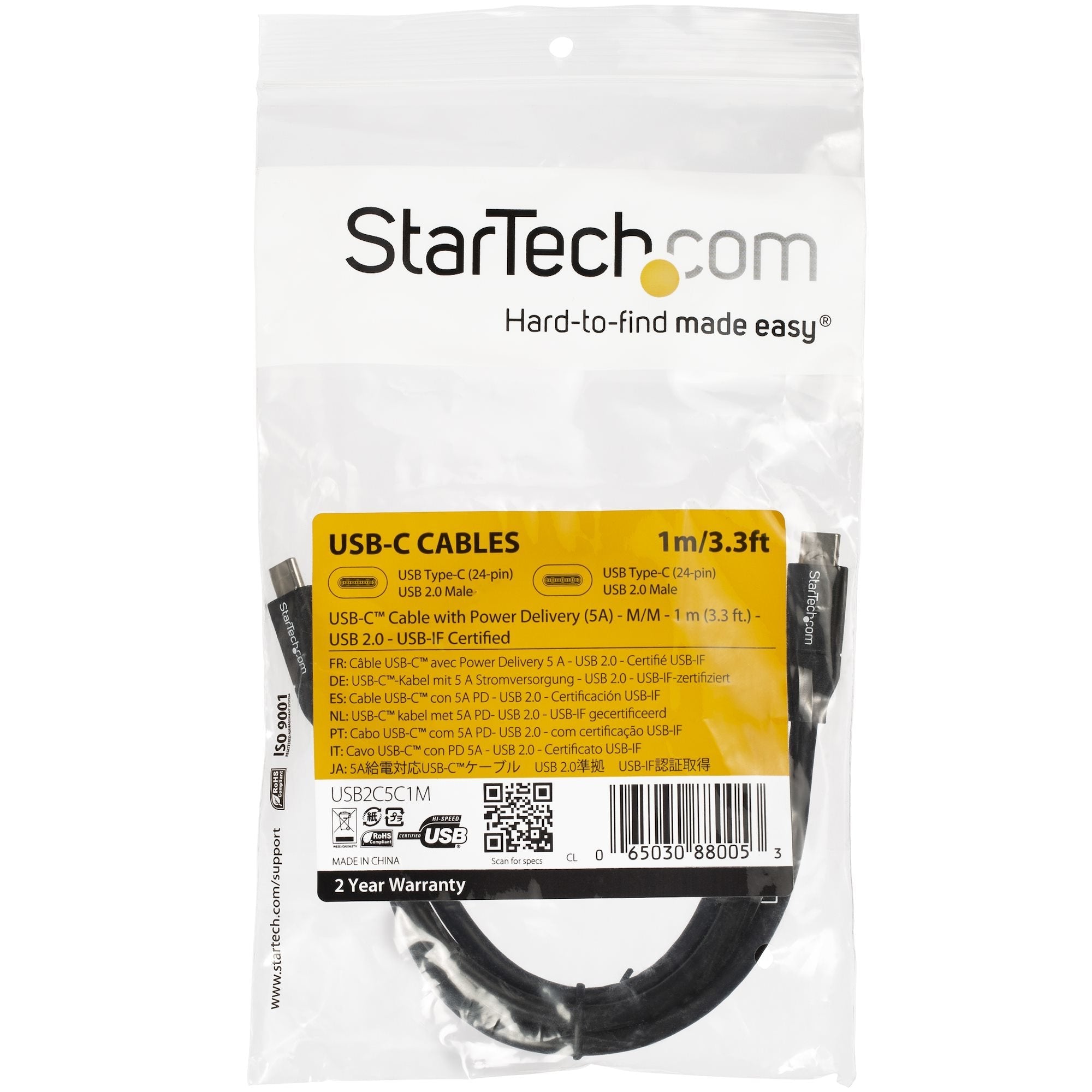 Startech Cable Usb-C Usb-C 1m Apto Para Alimentac