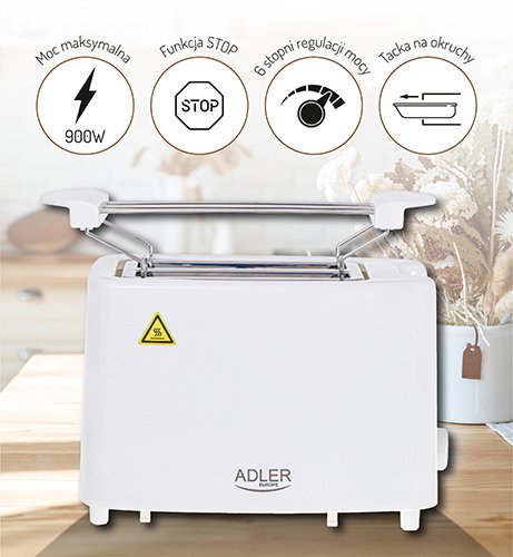 Tostadora Adler Ad 3223  2 Rebanadas, Blanco