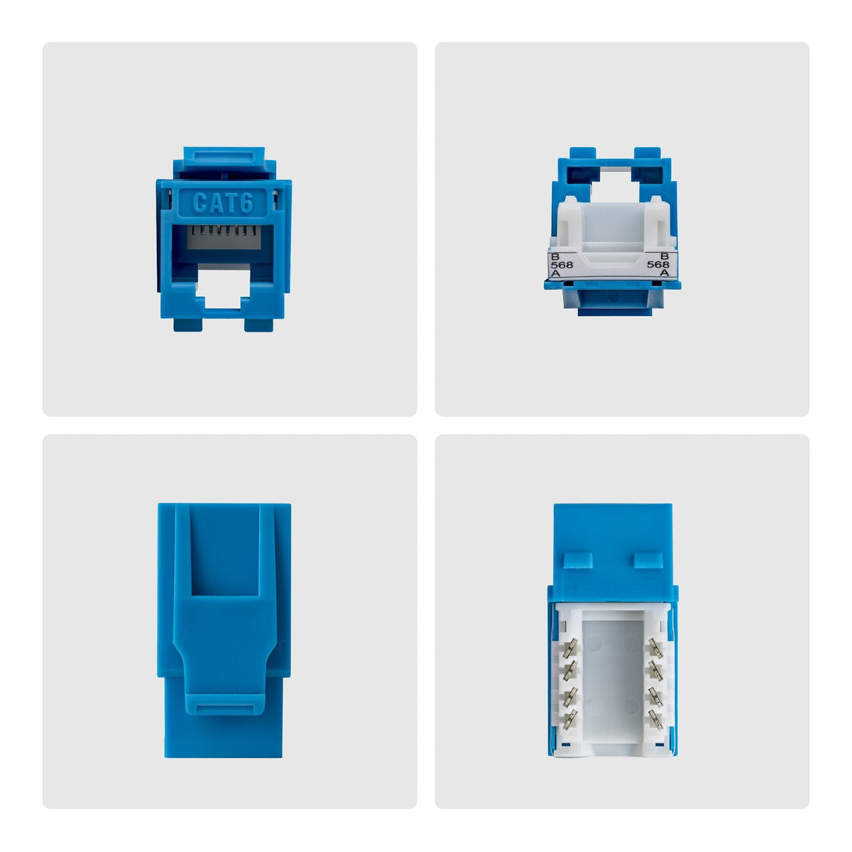 Startech.Com Cat6 Keystone Jack Módulo, Pack De 24 Rj45 Ethernet Keystone Conector Hembra, Utp Cat6 Wandbuchse, 90 Grad 110 Punch Down Conector Hembra, Azul, Acodado, Azul, Rj-45, Conector Hembra, Conector Hembra, 10gbase-T
