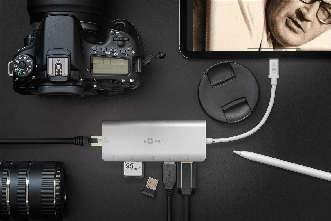 Hub Adaptador Multipuerto Goobay Usb-C Hdmi Usb Cr Rj45 Pd (Aluminio)