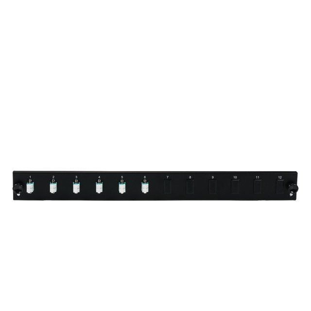 Efb Bestckte 12 Port Frontblende Mit 6 X Lc Duplex Kupplung Os2 Vertikal, Schwarz