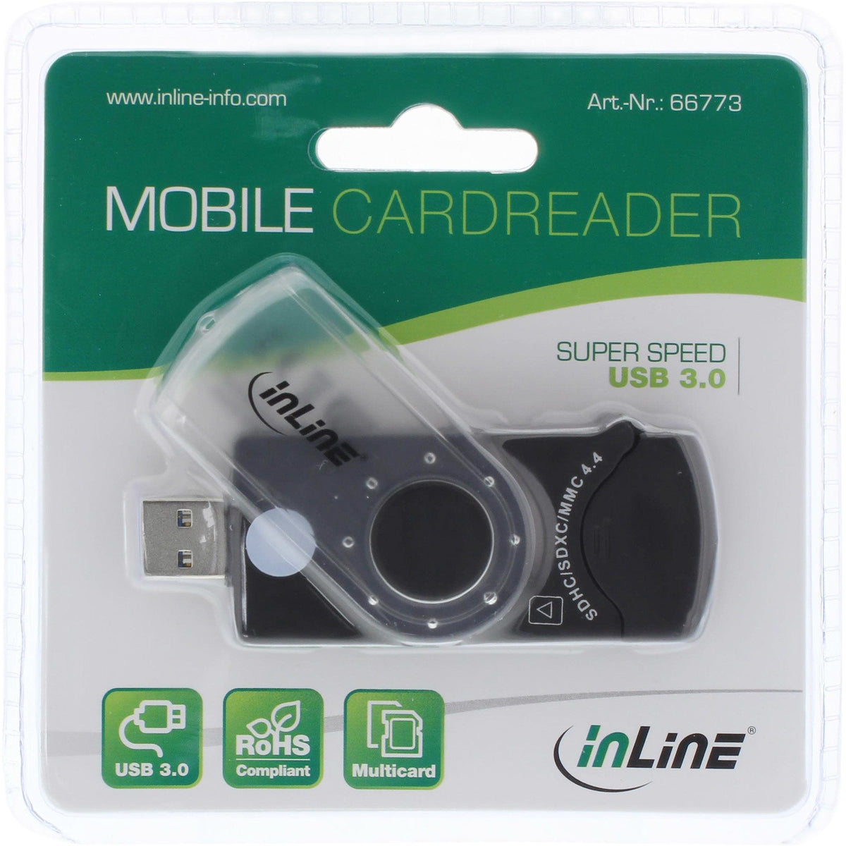 Lector De Tarjetas Móvil Inline Usb 3.0 Con 2 Ranuras Para Sd Sdhc Sdxc Microsd