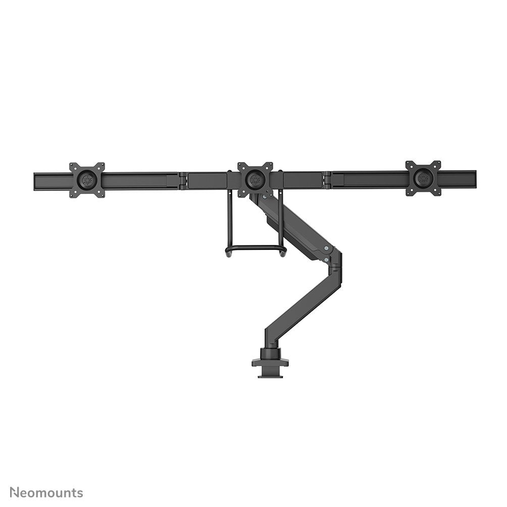 Newstar Monitor Triple-Deskmount With Crossbar 17-24inch Full Motion Gasspring Tilt Rotate Swivel Grommet/Clamp Black
