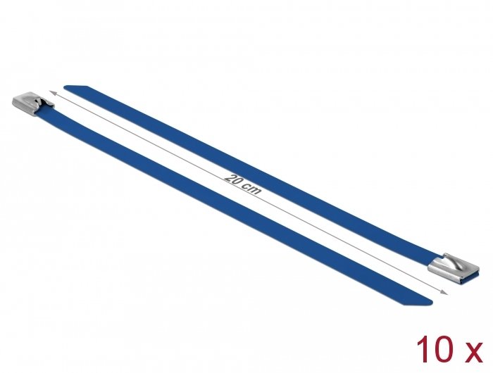 Delock Bridas De Acero Inoxidable L 200 X B 7,9 Mm Azul 10 Piezas