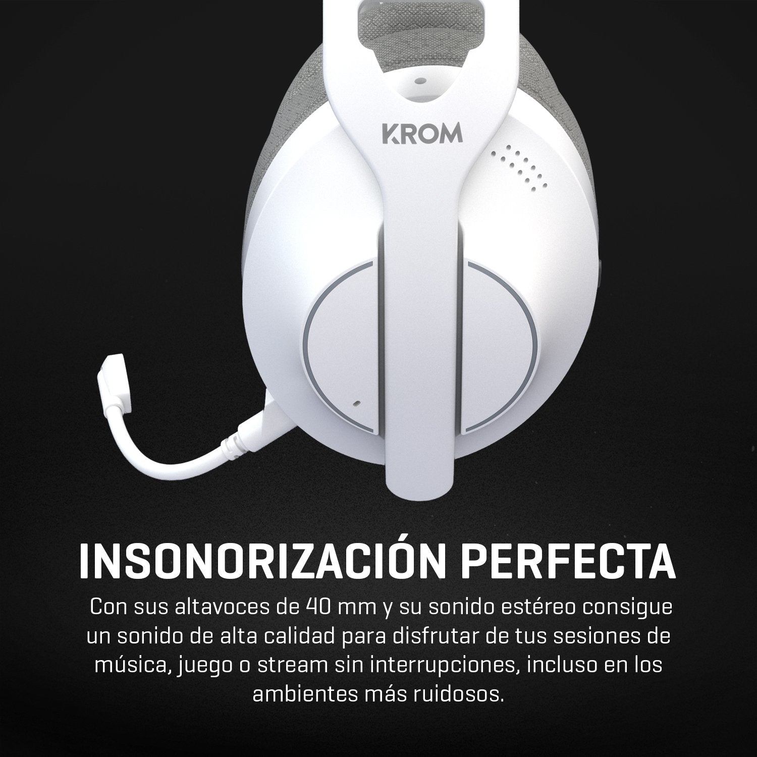 Auriculares Gaming Inalámbricos Con Micrófono Krom Phase Bluetooth Jack 3.5 Usb 2.0 Blancos