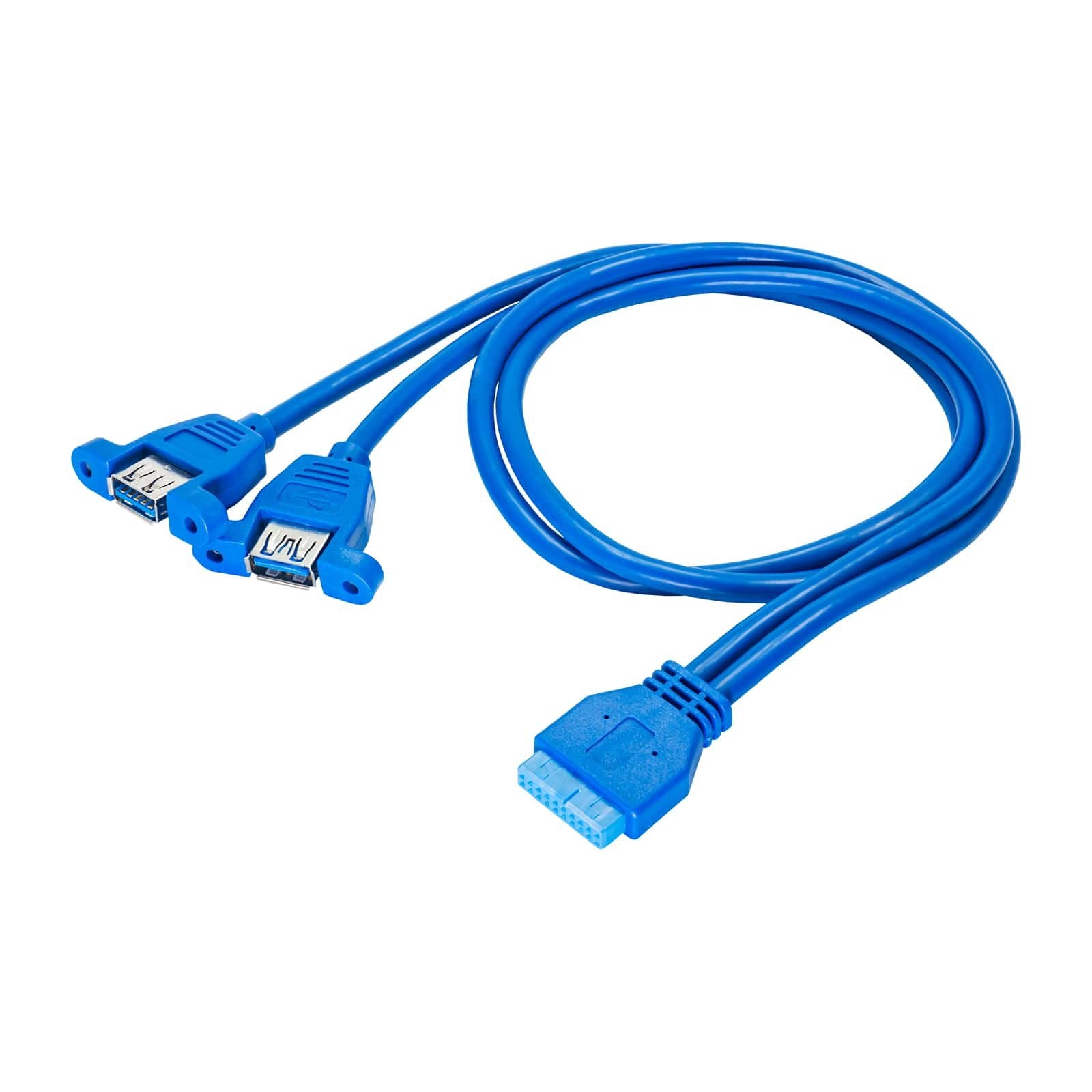 Cable Akyga Ak-Ca-62  Usb 3.2 Gen 1 (3.1 Gen 1) Usb 3.0 19-Pin 2 X Usb 3.0 Azul