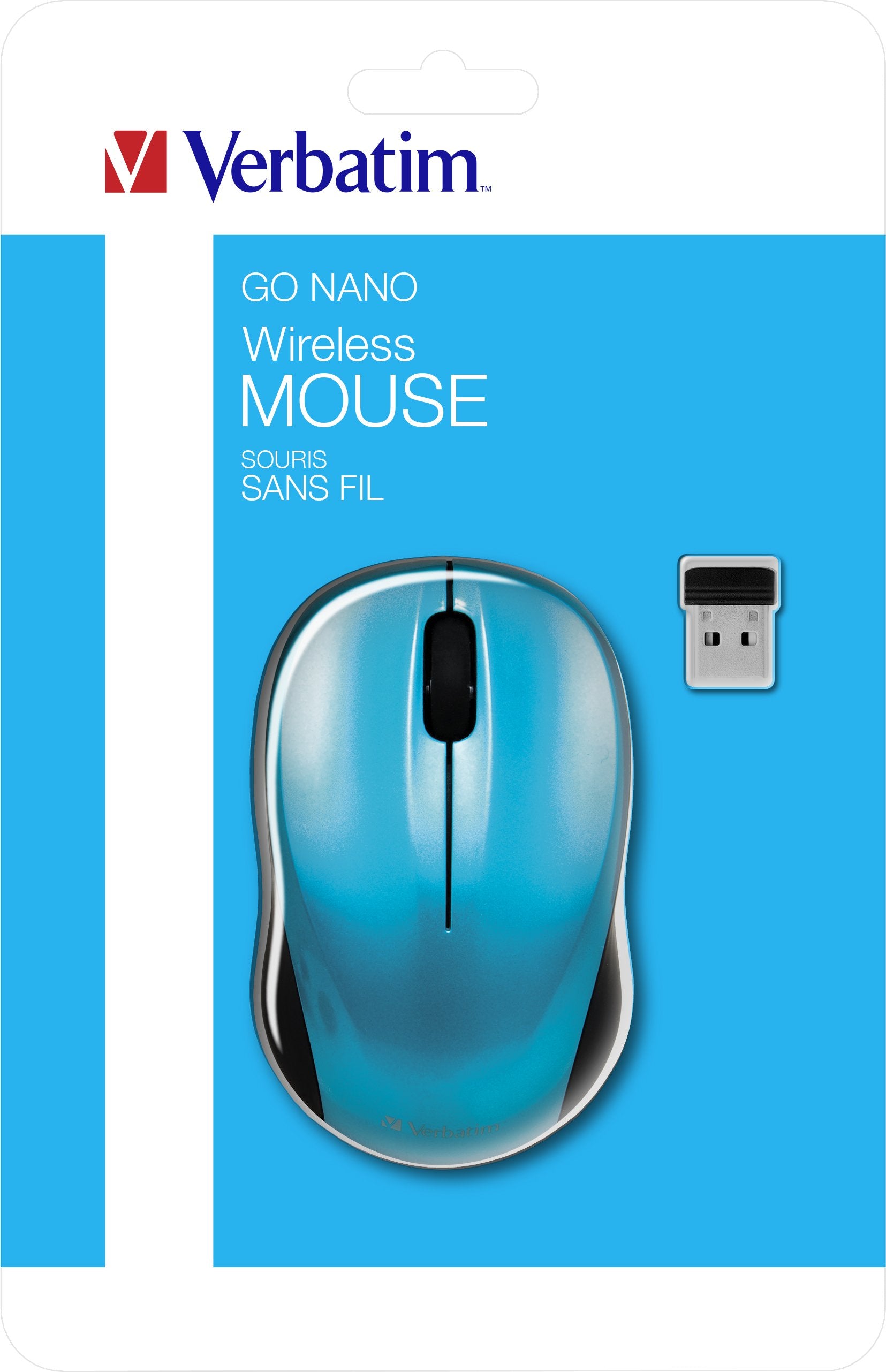 Verbatim Ratón Go Nano Inalámbrico 1600ppp Compacto Ambidiestros Receptor Usb Azul Turquesa