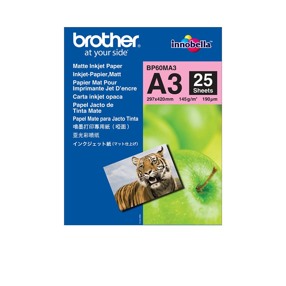 EAN 5715328101784 - Brother BP60MA3 papel para impresora de inyección de tinta A3 (297x420 mm) Mate 25 hojas Blanco imagen 1