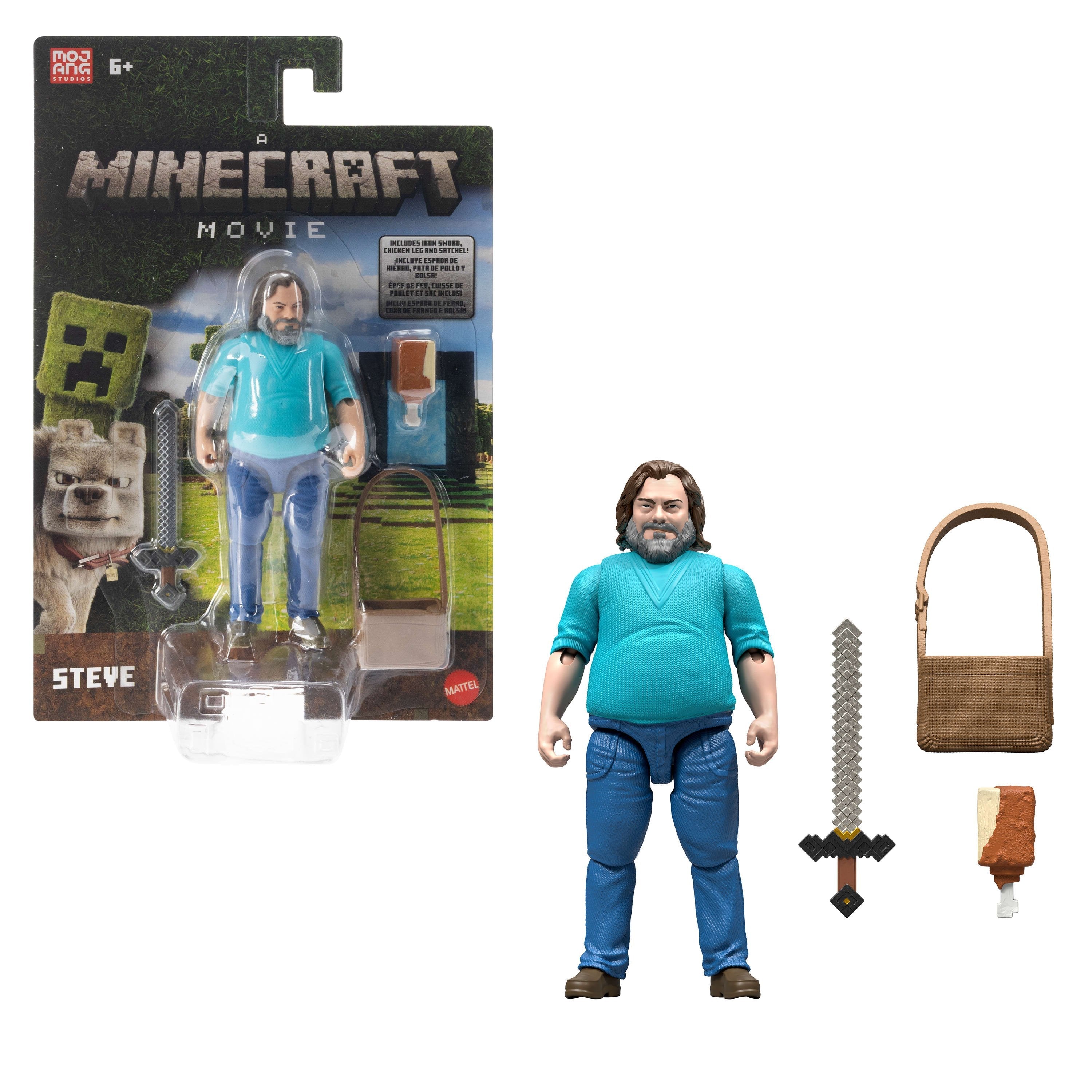 Mattel Minecraft Movie Steve Actionfigur Und Zubehör (Spielset Mit 10 Cm Figur) Jfr57