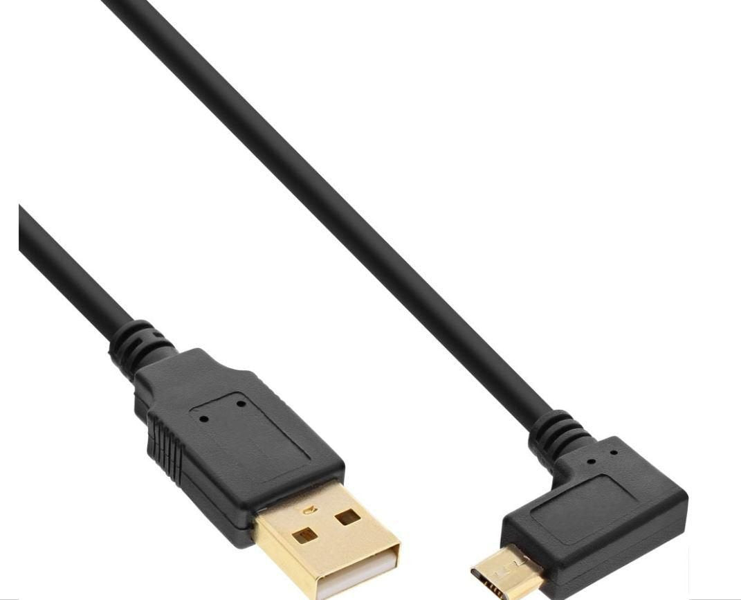 Inline Micro Usb 2.0 Cable Usb Tipo A Macho A Micro-B Macho En Ángulo Negro 0,5 M
