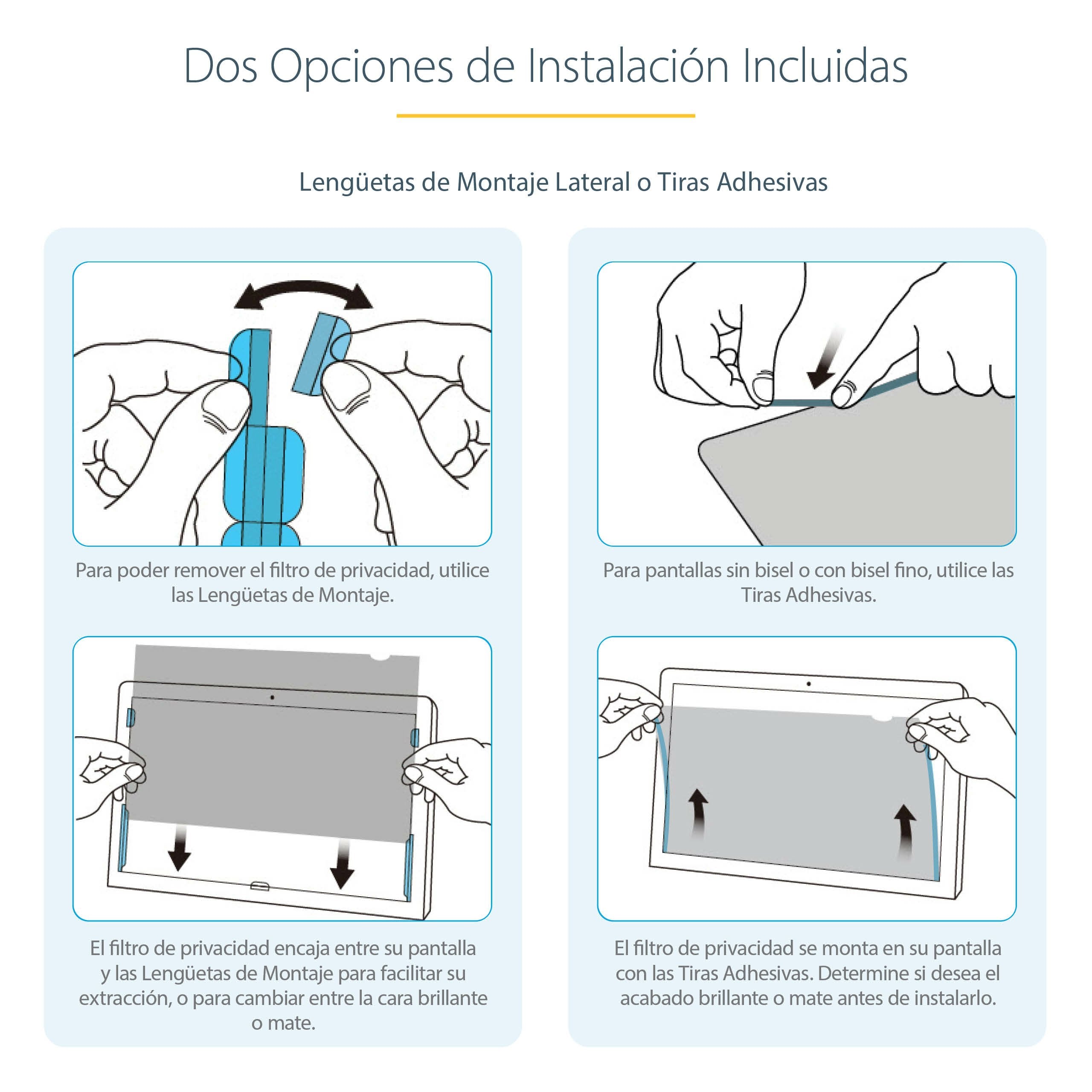 Startech.Com Filtro De Privacidad Para Portátil De 13,3in - Filtro Para Monitor Para Pantalla Ancha 16:9 - Protector De Pantalla - Reducción De Luz Azul Del 51% - Mate/Brillante