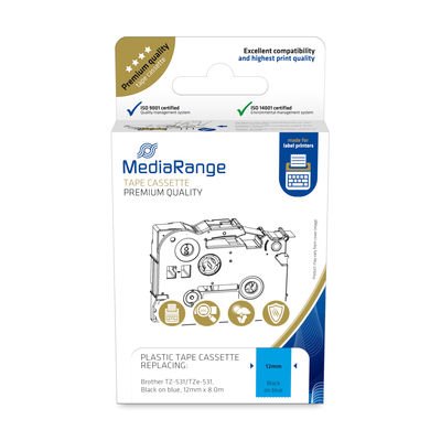 EAN 4260459618515 - MediaRange MRBTZ531 cinta para impresora de etiquetas Negro sobre azul imagen 1