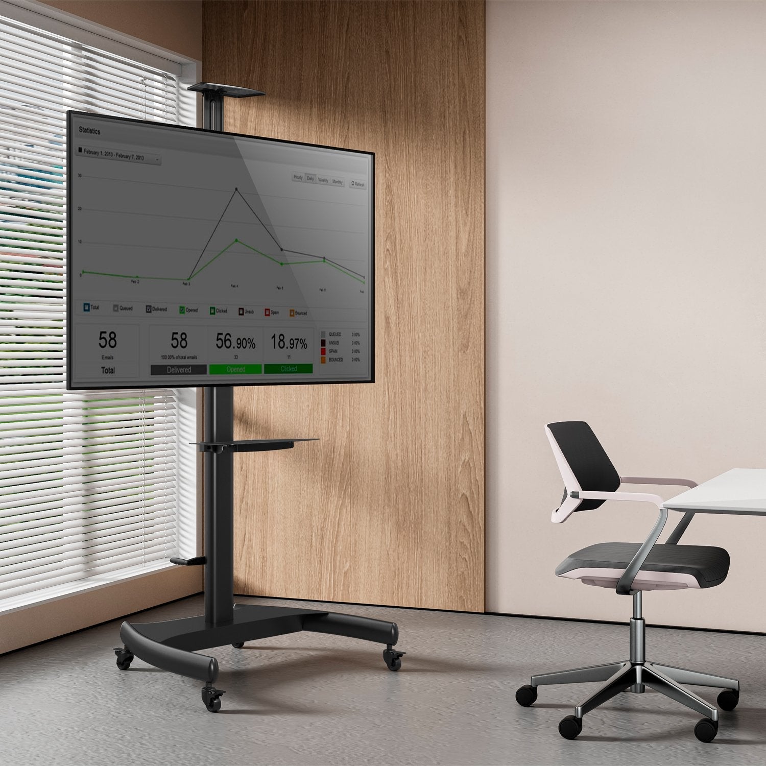 Aisens Soporte De Suelo Para Tv/Monitor De 37" A 70" - Max 50kg - Ajustable En Altura - Movimiento Horizontal Y Vertical