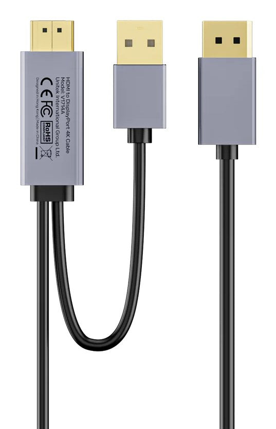 Unitek V1714agy01 Hdmi 2.0 To Displayport 1.2 4k Cable 1.8m M M
