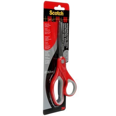 Scotch Tijeras Ergonomicas 20cm - Acero Inoxidable - Mango Ergonomico - Rojo