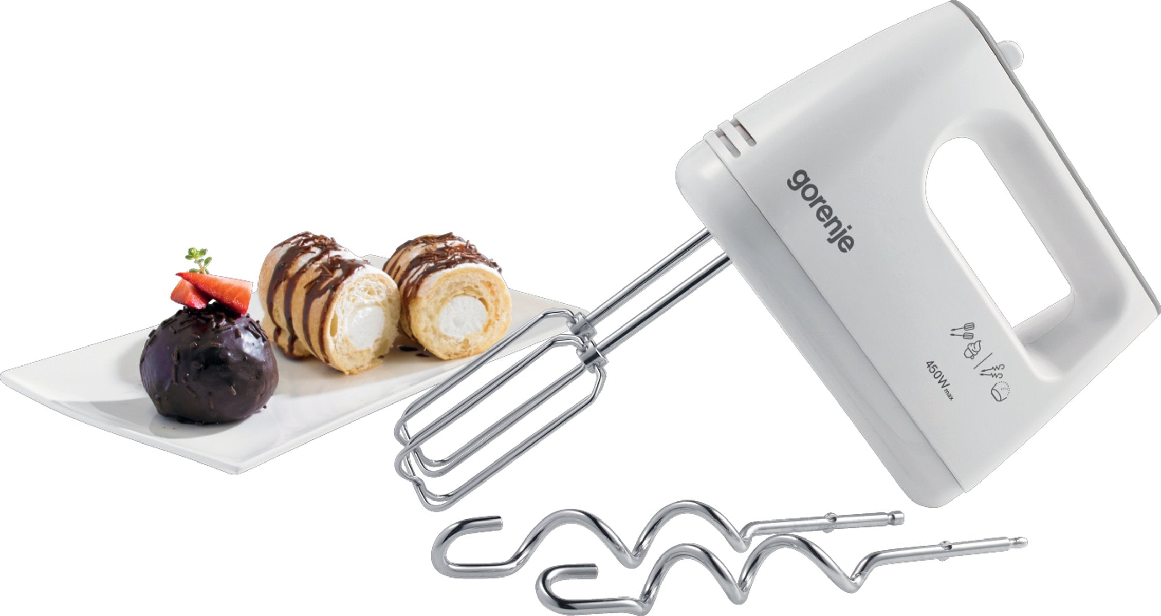 Gorenje M420cw Mixer, Hand, Power 450 W, 5 Speeds, White