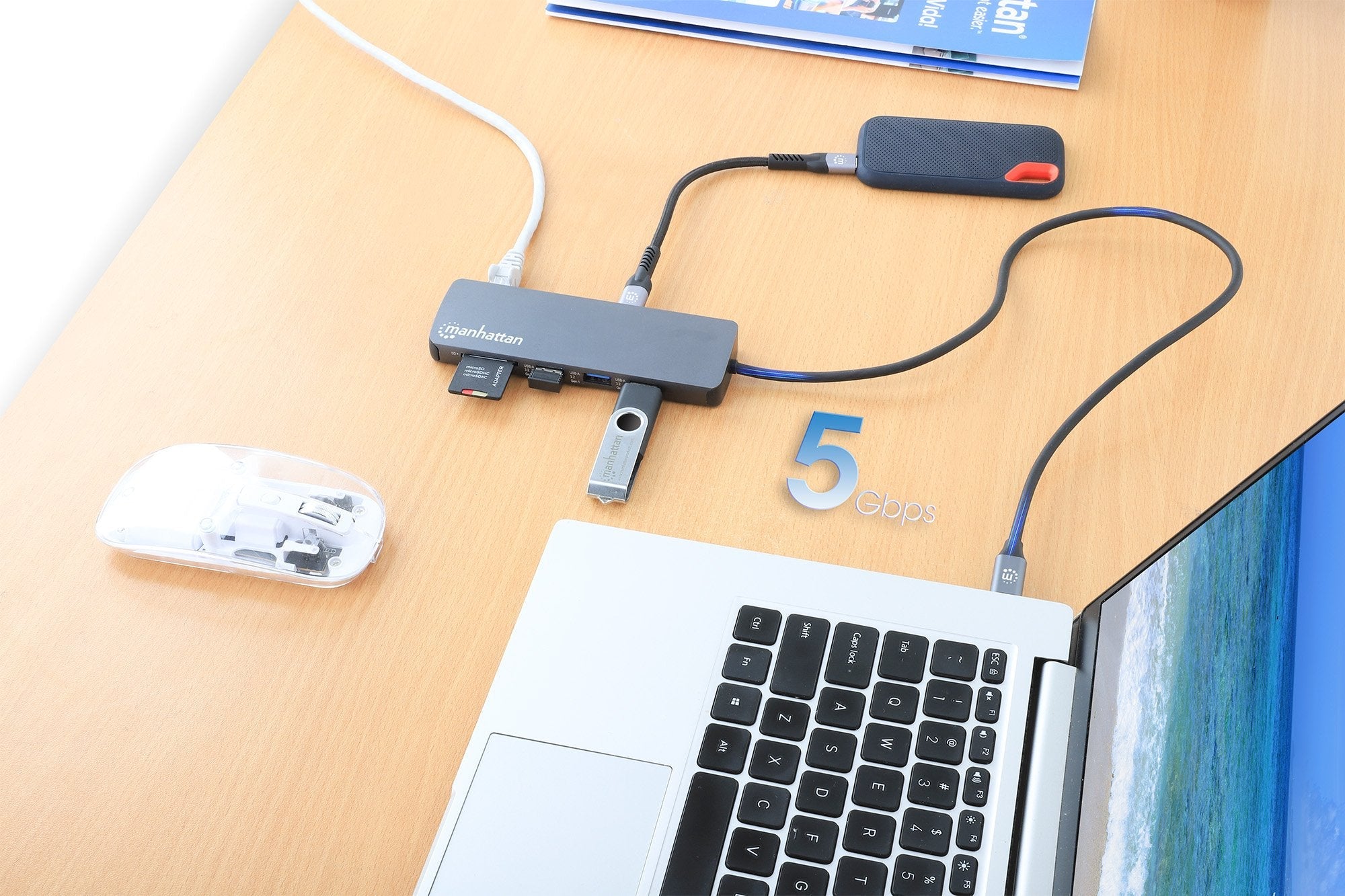Manhattan Usb-C Pd A Hdmi 9-In-1 4k Dockingmation Gris