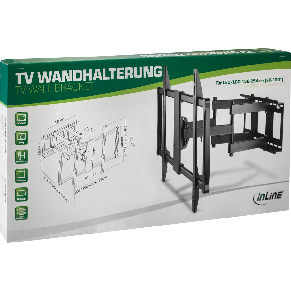 Soporte De Pared Para Tv Inline, Para Tft/Lcd/Led/Plasma 152-254 Cm (60-100") Máx. 80 Kg