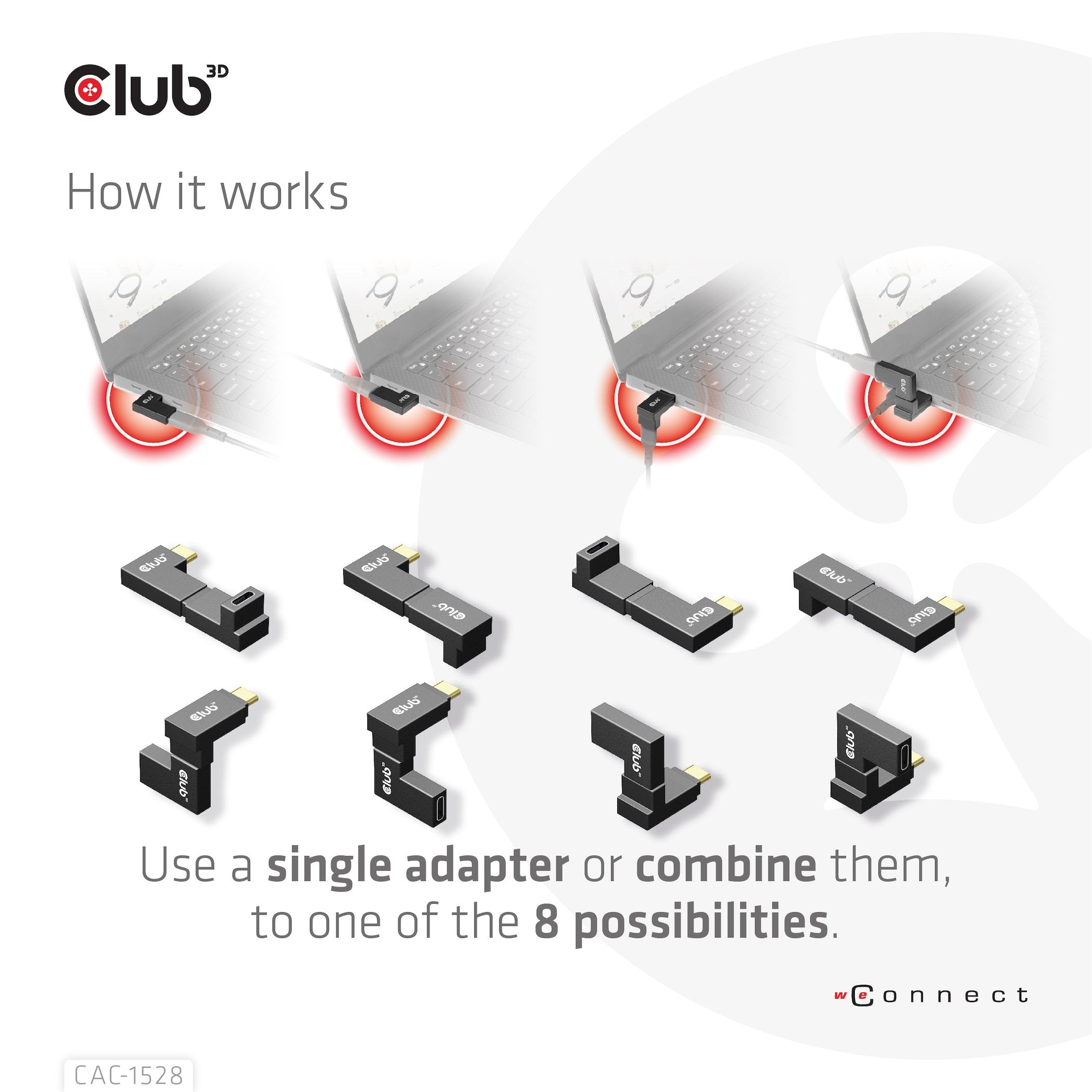 Adaptador Club3d Usb 3.2 Tipo C <> Usb 3.2 Tipo C En Ángulo M/H Retail