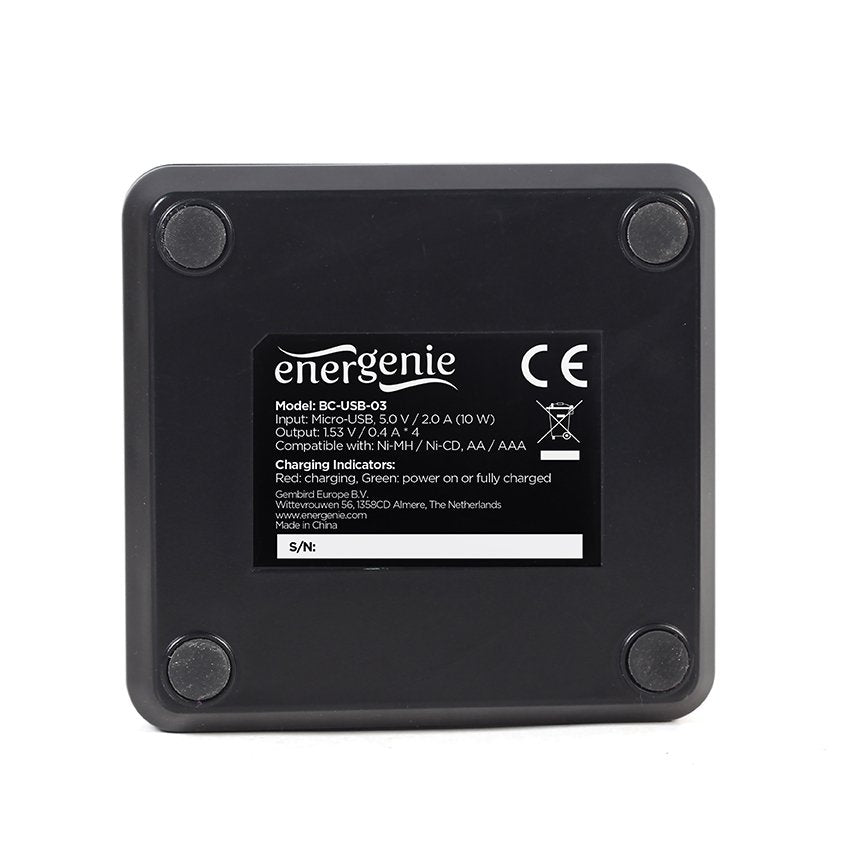 Energenie Cargador De Batería Usb Para Baterías Aa / Aaa, Negro