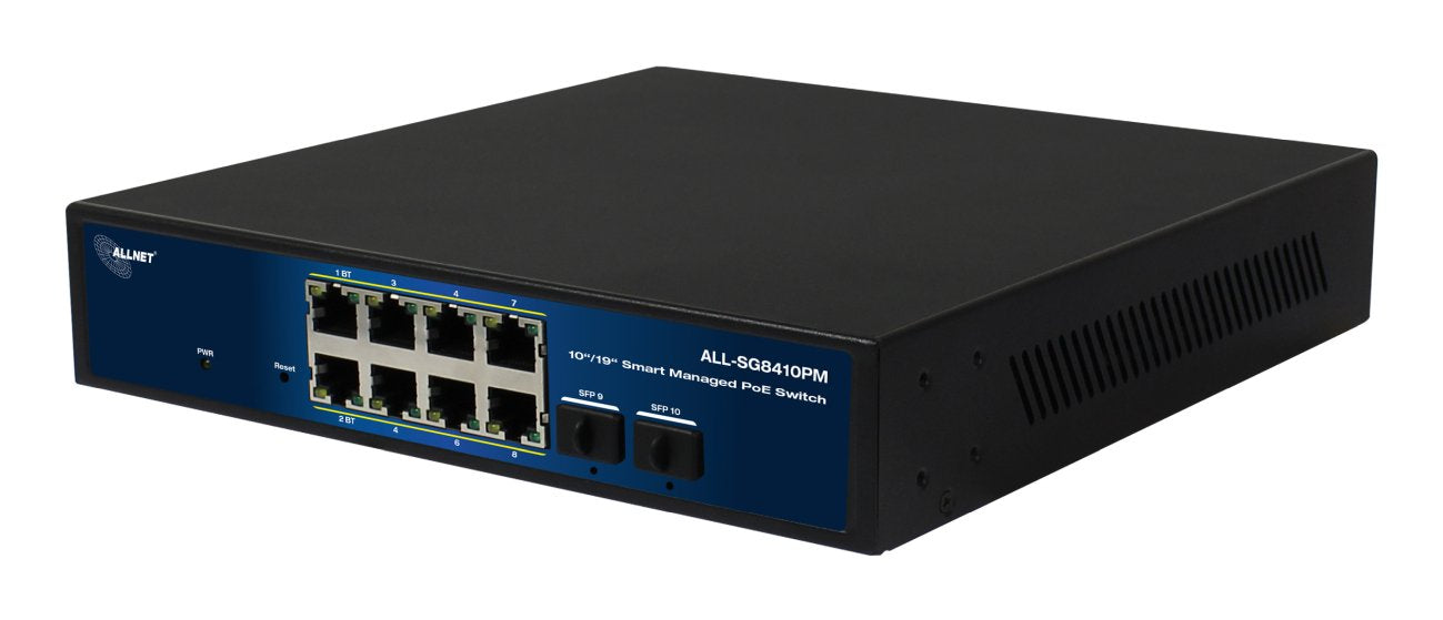 Allnet Switch Smart Managed Layer2 10 Port &Hll 8x 1 Gbe &Hll Poe Hdget 240 Watt &Hll 8x Poe At / 2x Poe Bt &Hll 2x Sfp &Hll Ventiladorlos , 10\"&19\" &Hll All-Sg8410pm\"