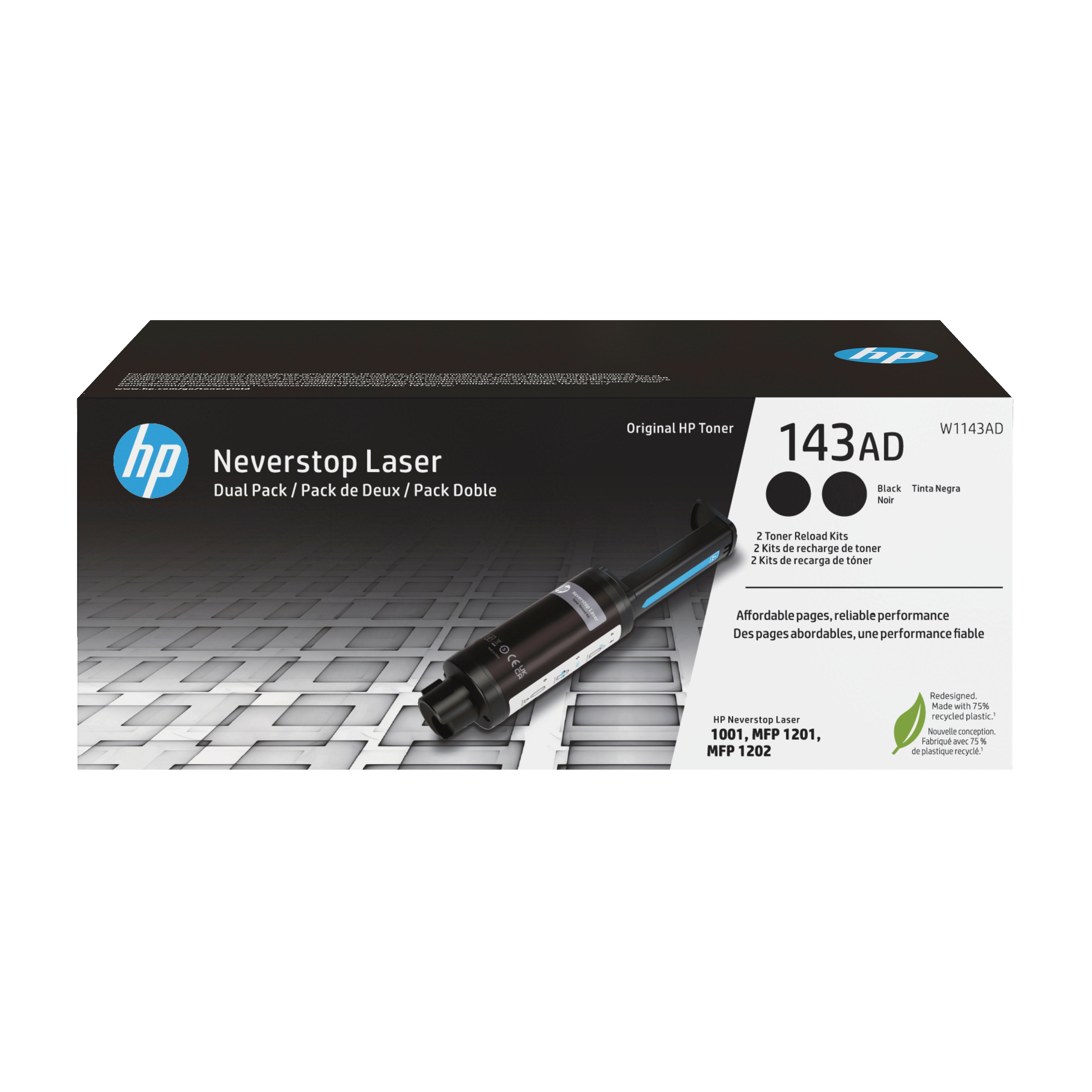 Kit De Recarga Tóner Original 143ad Multipack 2x Negro