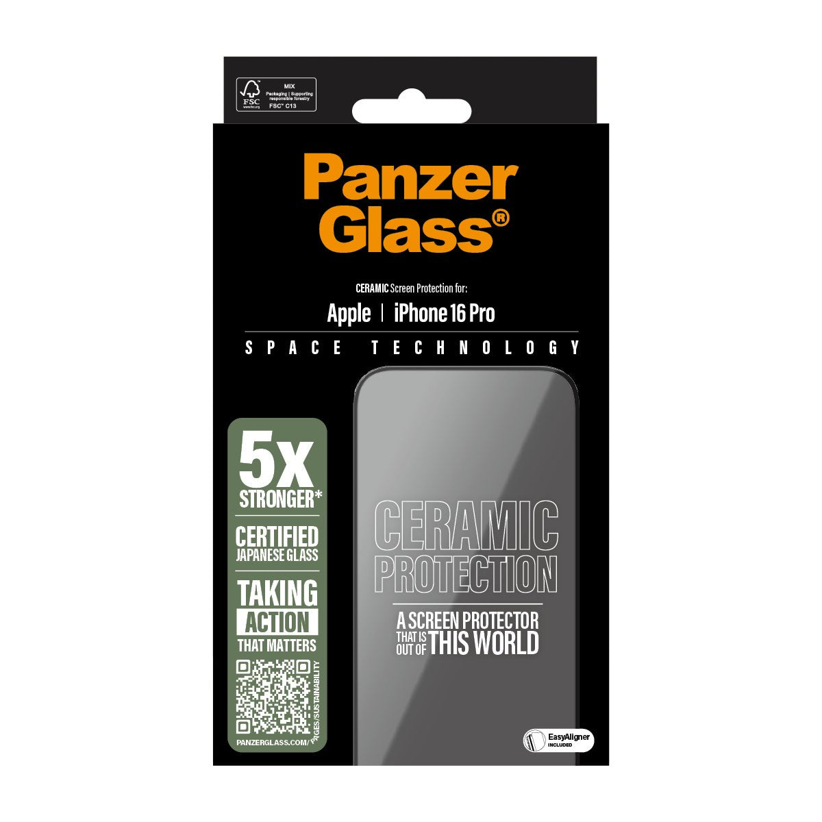 EAN 5715685002304 - PanzerGlass ® Ceramic Screen Protector iPhone 16 Pro | Ultra-Wide Fit w. EasyAligner Protector de pantall imagen 3