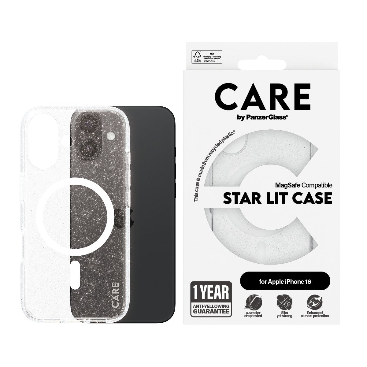 EAN 5715685004070 - PanzerGlass CARE™ by ® Urban Combat Case Star Lit w. White MagSafe iPhone 16 funda para teléfono móvil Tr imagen 2