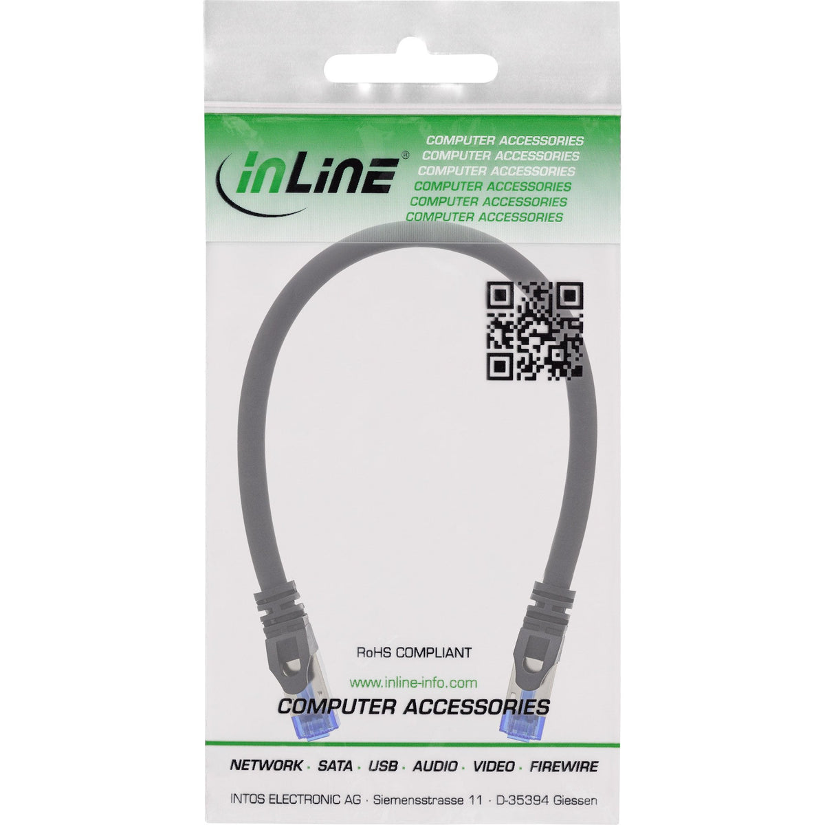 Inline® Cable De Red Armoured, U/Ftp, Cat.6a, Black, 0.3m