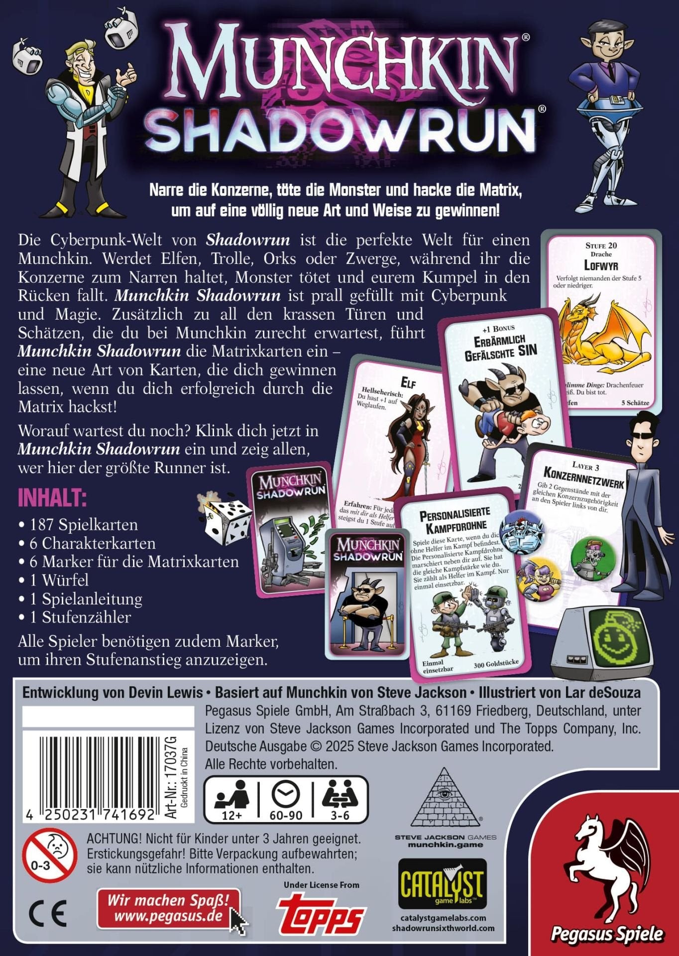 Pegasus Munchkin Shadowrun, Juego De Cartas 17037g