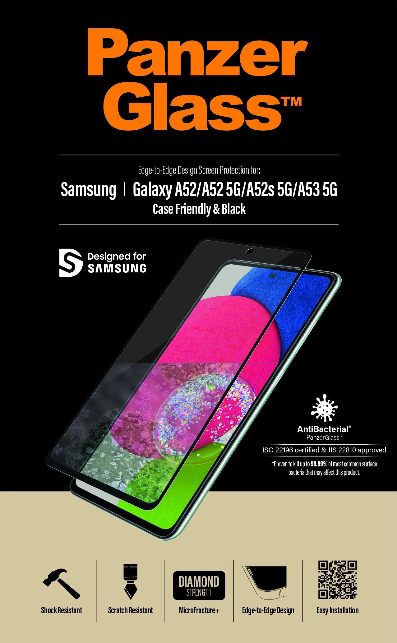 Panzerglass Samsung Galaxy A52/ A52 5g Edge-To-Edge Anti-Bacterial