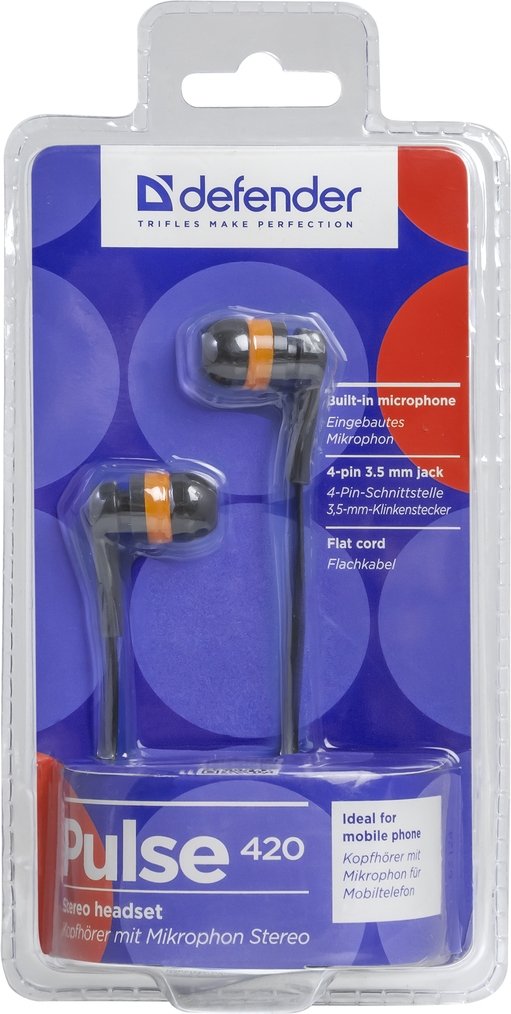 EAN 4714033634205 - Defender Pulse-420 Auriculares Alámbrico Dentro de oído Negro, Naranja imagen 5