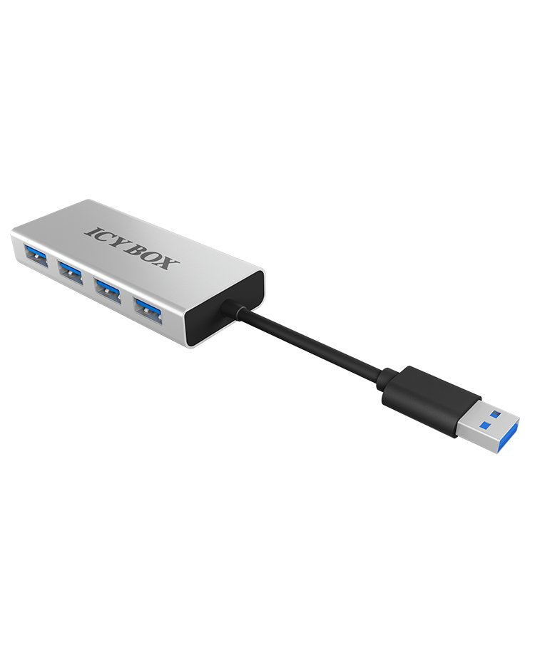 Hub 4 Puertos Icy Box Ib-Ac6104 Usb 3.0 5000 Mbit/S Aluminio Plata