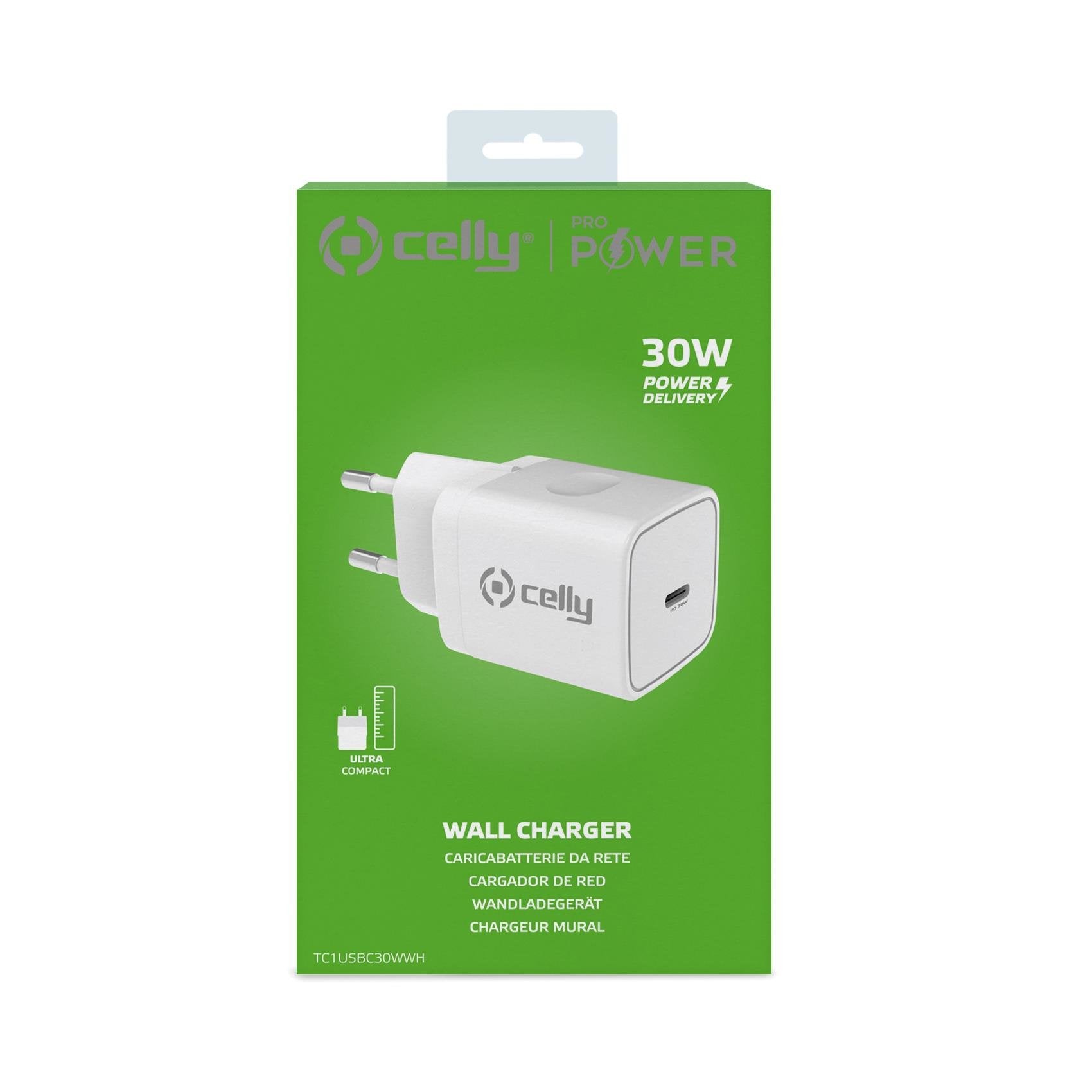 Celly Tc1usbc30wwh Cargador Red 30w Usbc Blanco