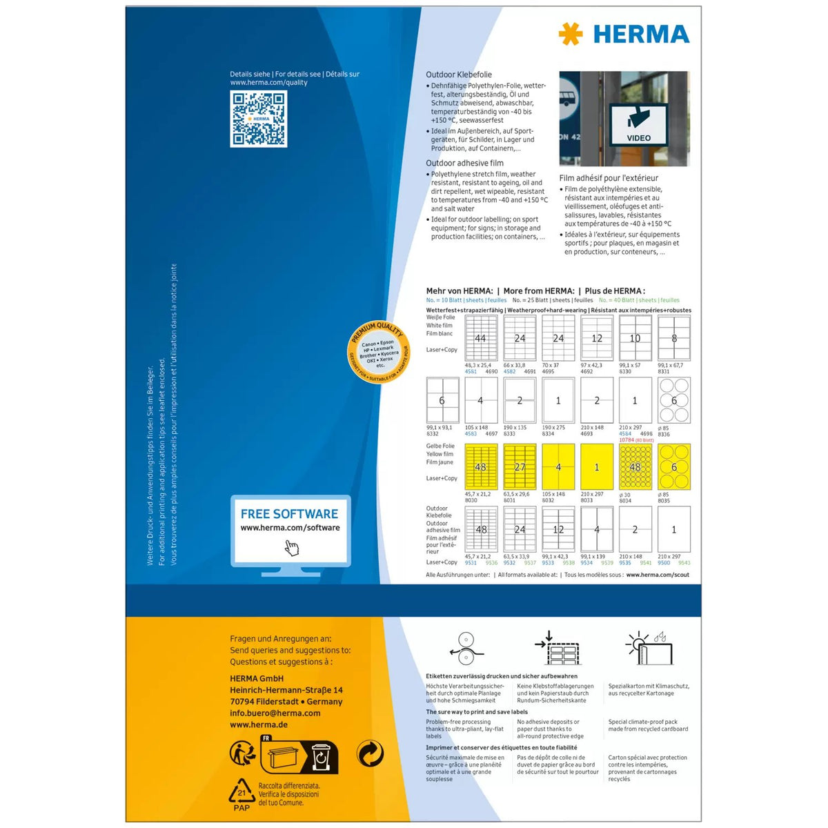 EAN 4008705095419 - HERMA 9541 etiqueta autoadhesiva Rectángulo Blanco 80 pieza(s) imagen 2